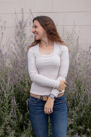 Elevated Scoop LS Tee - Oatmeal