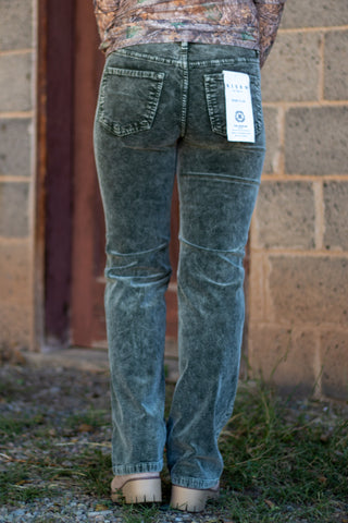 Ella Straight Corduory Pant- Forest