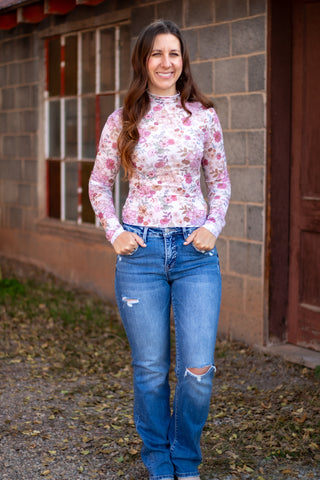 Ellie Floral Mesh Top