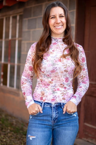 Ellie Floral Mesh Top