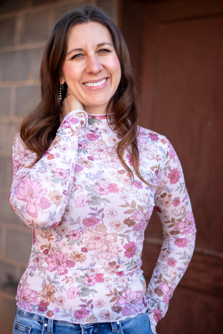 Ellie Floral Mesh Top