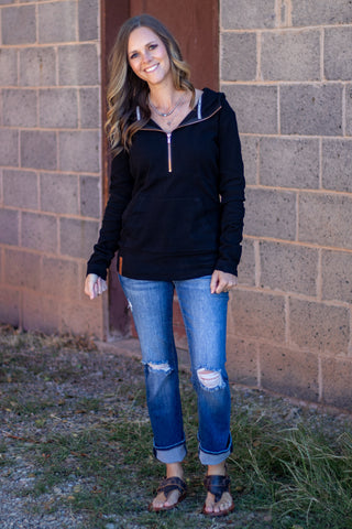 HalfZip Sweatshirt- Midnight Rose