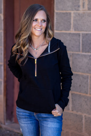HalfZip Sweatshirt- Midnight Rose