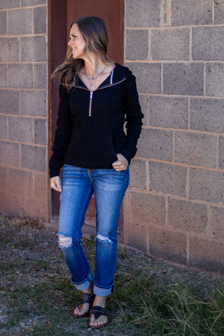 HalfZip Sweatshirt- Midnight Rose
