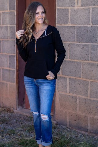 HalfZip Sweatshirt- Midnight Rose