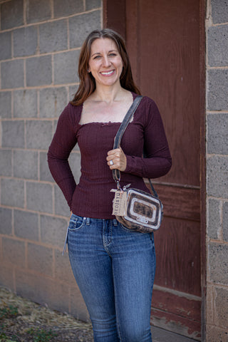 Happy Thoughts Lace Edge Top- Bordeaux