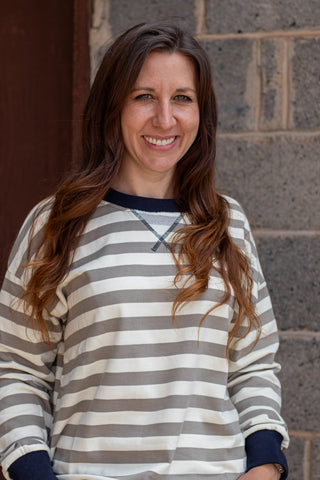 Harper Stripe Pullover- Olive/ Navy