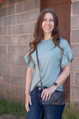 Heather Ruffle Sleeve Textured Blouse