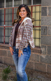 Mix And Match Plaid Hooded Crop Jacket