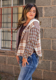 Mix And Match Plaid Hooded Crop Jacket