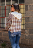 Mix And Match Plaid Hooded Crop Jacket