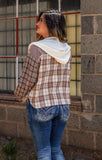 Mix And Match Plaid Hooded Crop Jacket
