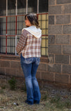 Mix And Match Plaid Hooded Crop Jacket
