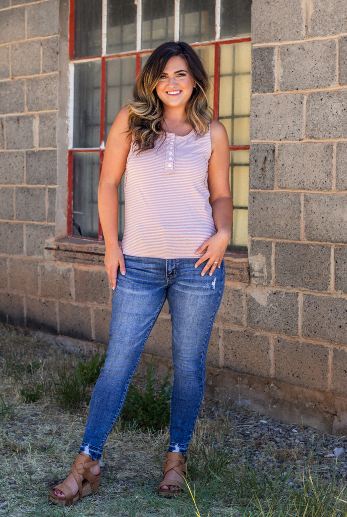 Pin Stripe Henley Tank