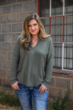 Find Our Way Knit Top- Dark Olive