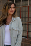 Take A Look Gray Flap Shacket