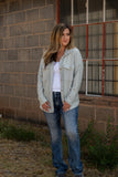 Take A Look Gray Flap Shacket