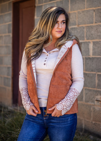 Reach Out Corduroy Vest- Ginger