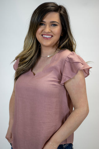 The Next Time Scalloped Top- Blush