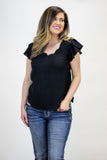 The Next Time Scalloped Top- Black