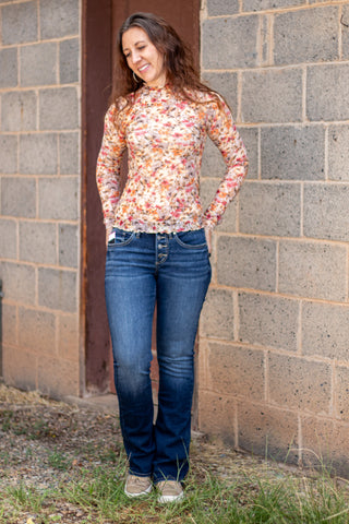 In The Garden Floral Mesh Top