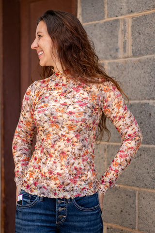 In The Garden Floral Mesh Top