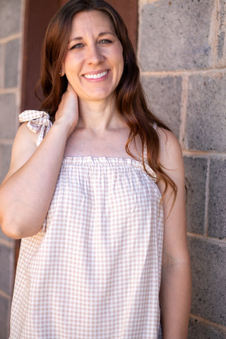 In The Moment Gingham Tie Tank