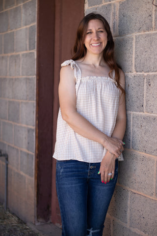 In The Moment Gingham Tie Tank
