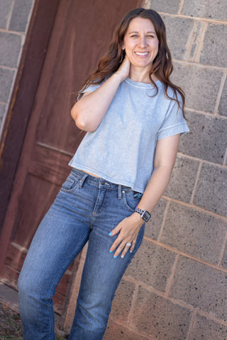 Junia Basic Tee- Slate Blue