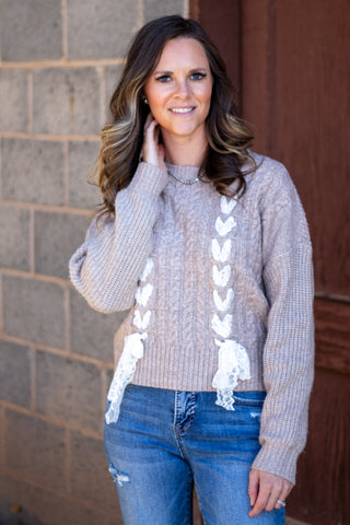 Jessi Knit Lace Bow Sweater