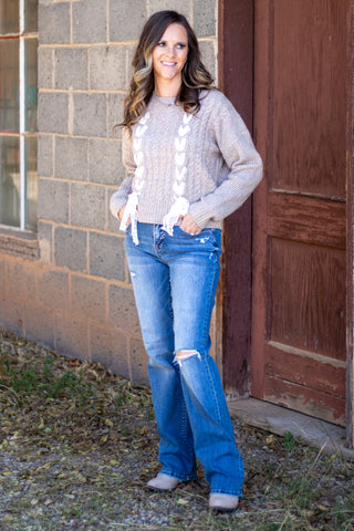 Jessi Knit Lace Bow Sweater