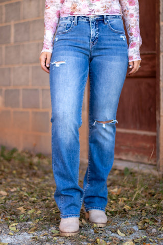 Justice High Rise Straight Jean- Risen