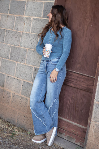 Karleigh Saige Mid Rise Wide Jean