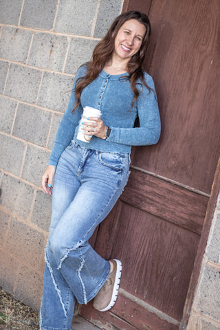 Karleigh Saige Mid Rise Wide Jean