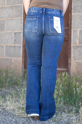 Karrie Risen High Rise Double Button Flare Jean