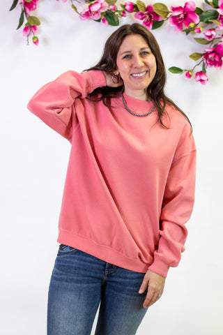 Kasey Mockneck Pullover- Hibiscus