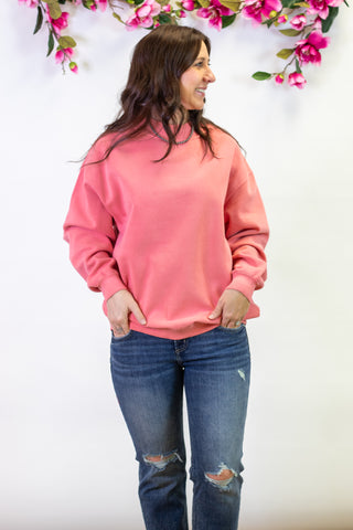Kasey Mockneck Pullover- Hibiscus