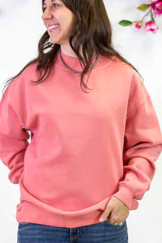 Kasey Mockneck Pullover- Hibiscus