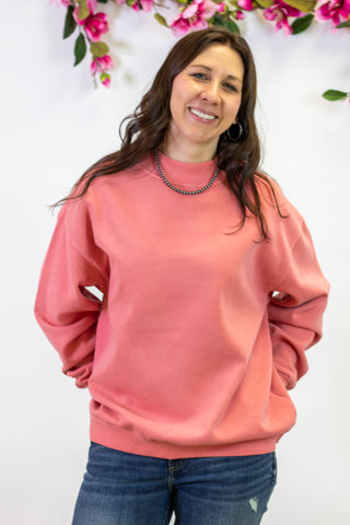 Kasey Mockneck Pullover- Hibiscus