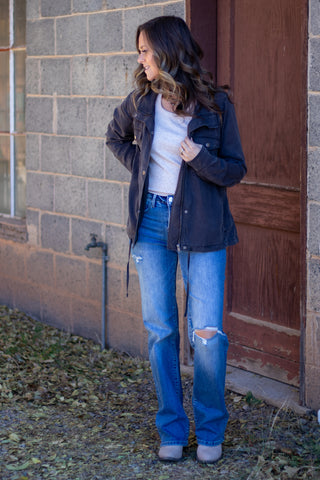 Keep On Going Tencel Jacket- Charcoal