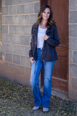 Keep On Going Tencel Jacket- Charcoal