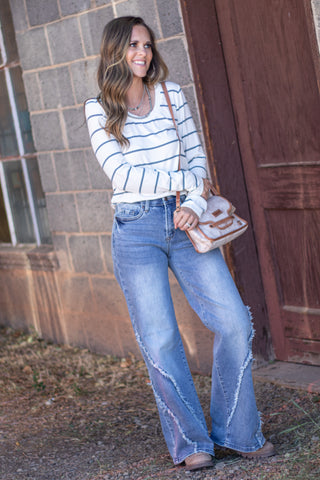 Laura Top- Sage Stripe
