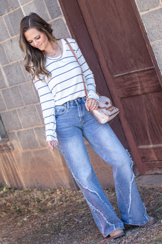 Laura Top- Sage Stripe