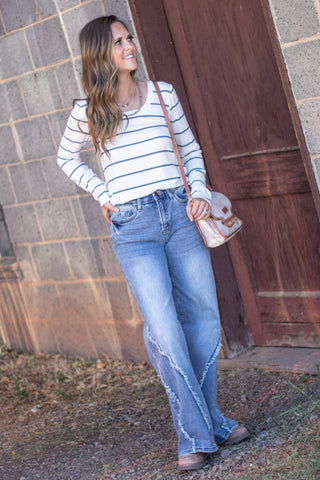 Laura Top- Sage Stripe