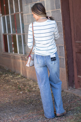 Laura Top- Sage Stripe