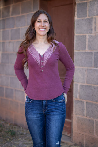 Let's Chat Henley Top
