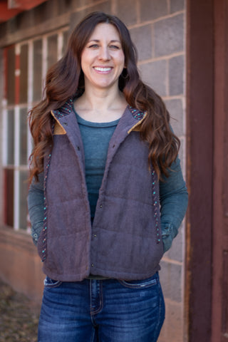 Let's Get Real Vest- Grey/Mustard