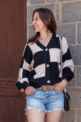 Living Simply Checkered Cardigan