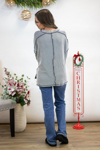 Maya Ribbed Top- Black/White