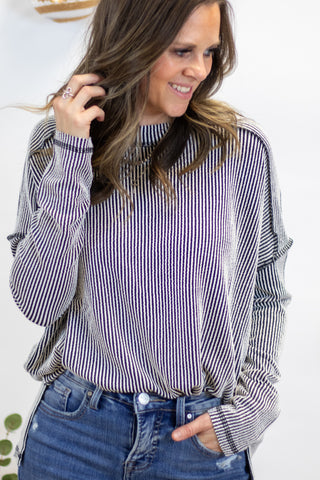 Maya Ribbed Top- Black/White